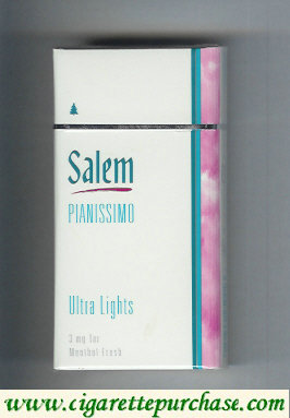 Salem Pianissimo Ultra Lights Menthol Fresh 100s cigarettes hard box